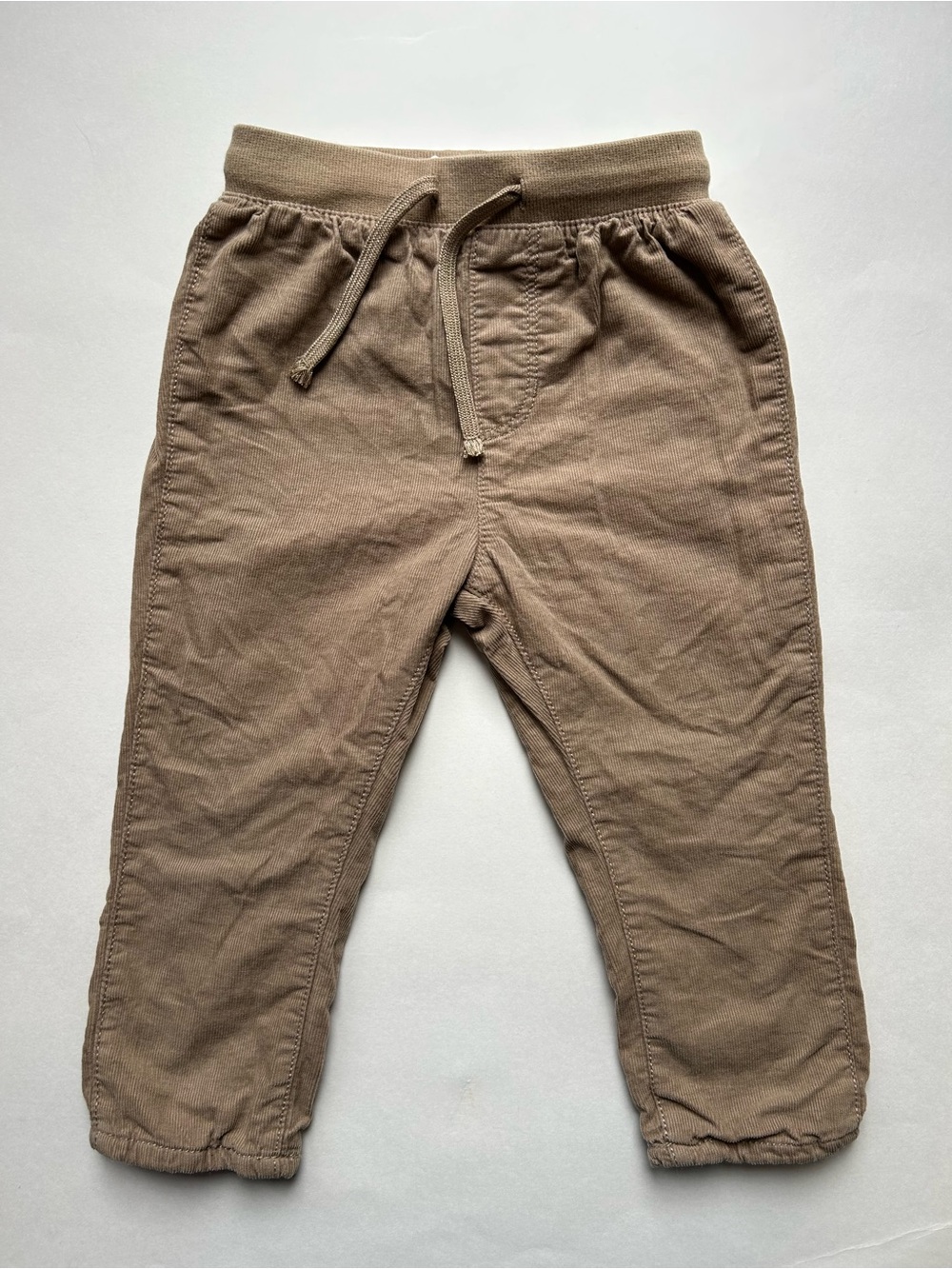 H&M Lined Corduroy Kids Elastic Waist Pants - Neutral Colour